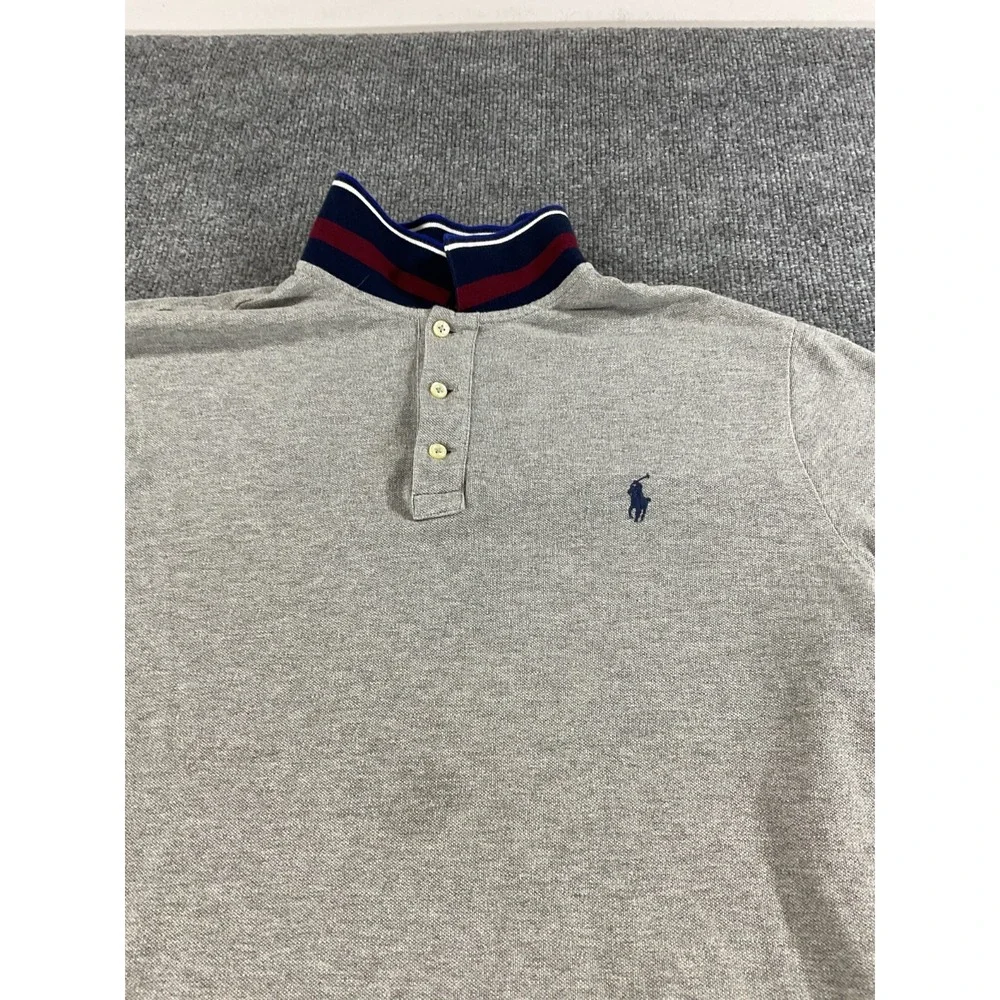 Polo Ralph Lauren Polo Shirt Mens Large Gray Short Sleeve Big Pony Cotton Classi